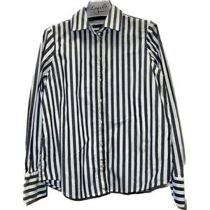 Banana Republic Women XS Button Blouse Dress Shirt ‘spring Navy Ella‎ Stripe’